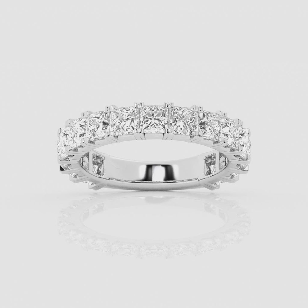 3.00 Ct Princess French Pave Diamond Eternity Ring Wedding Ring