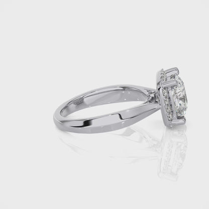 3.27 Ct Halo Cushion & Round Engagement Ring & Wedding Ring