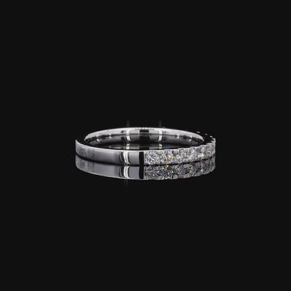 0.37 Ct Wedding Band Ring Round Real Diamond 14k White Gold Plated Silver