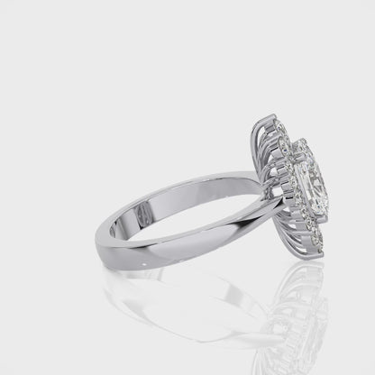 2.54 Ct Engagement Ring with Halo/Pave & Wedding Rings