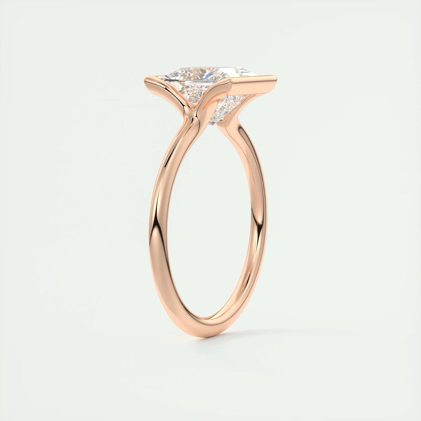 2.00 Ct The Clutch Princess - Flush Stacking Half Bezel Solitaire Engagement Rings