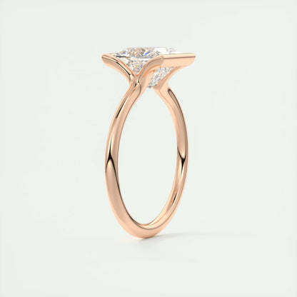 2.00 Ct The Clutch Princess - Flush Stacking Half Bezel Solitaire Engagement Rings