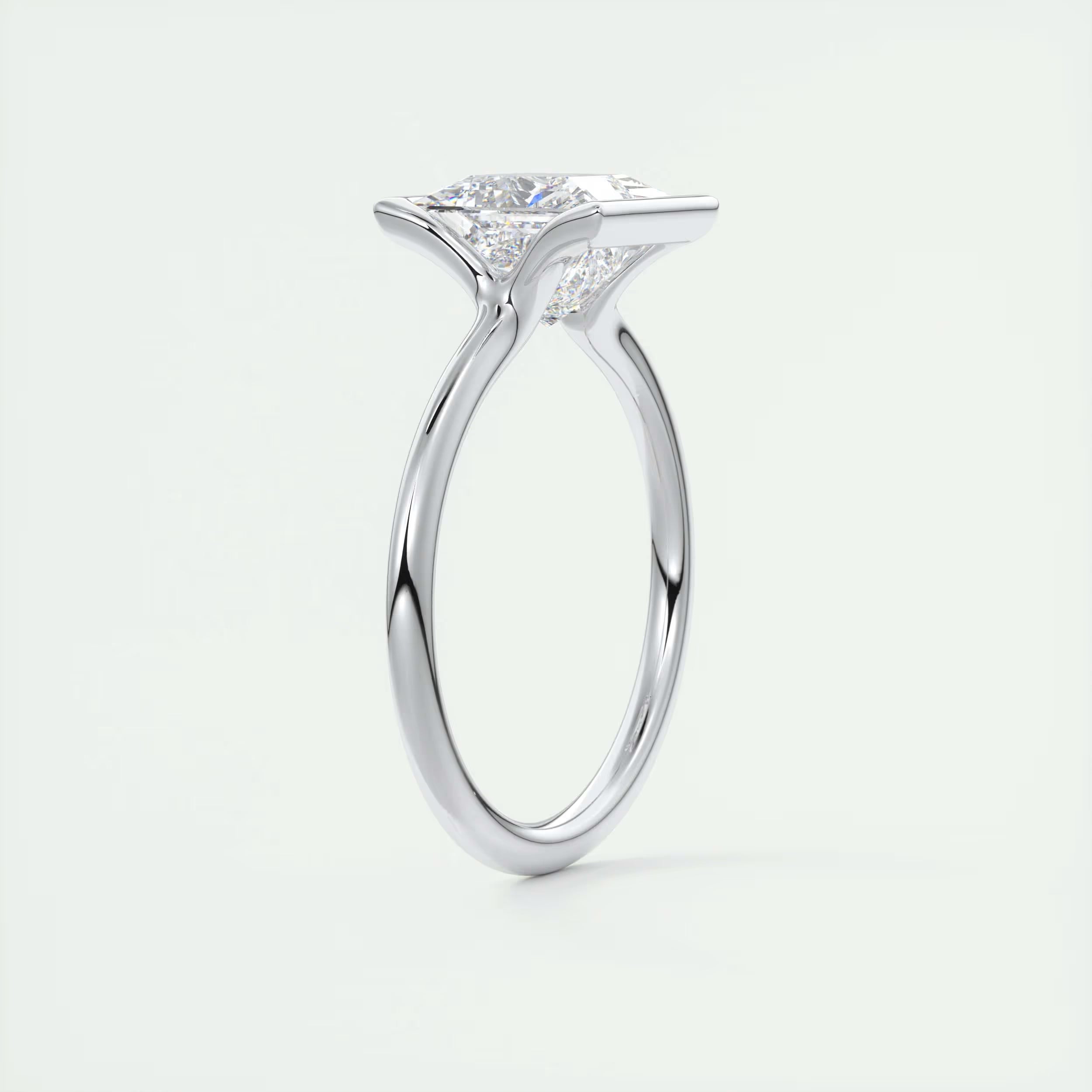 2.00 Ct The Center Stone Princess - Flush Stacking Half Bezel Solitaire Engagement Rings