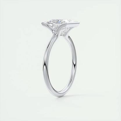 2.00 Ct The Clutch Princess - Flush Stacking Half Bezel Solitaire Engagement Rings