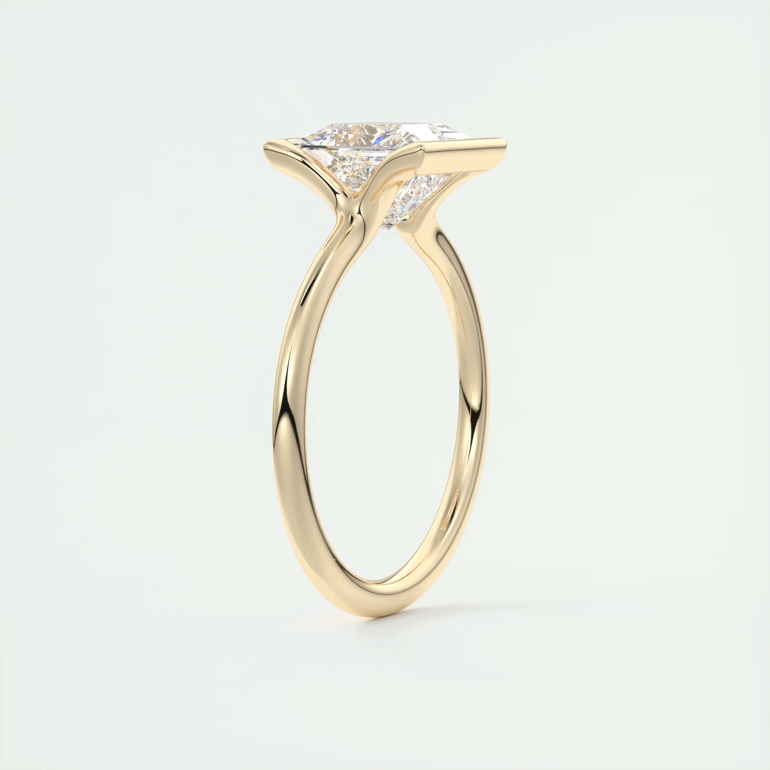 2.00 Ct The Center Stone Princess - Flush Stacking Half Bezel Solitaire Engagement Rings