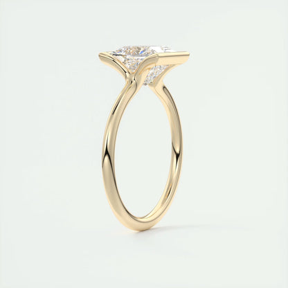 2.00 Ct The Clutch Princess - Flush Stacking Half Bezel Solitaire Engagement Rings
