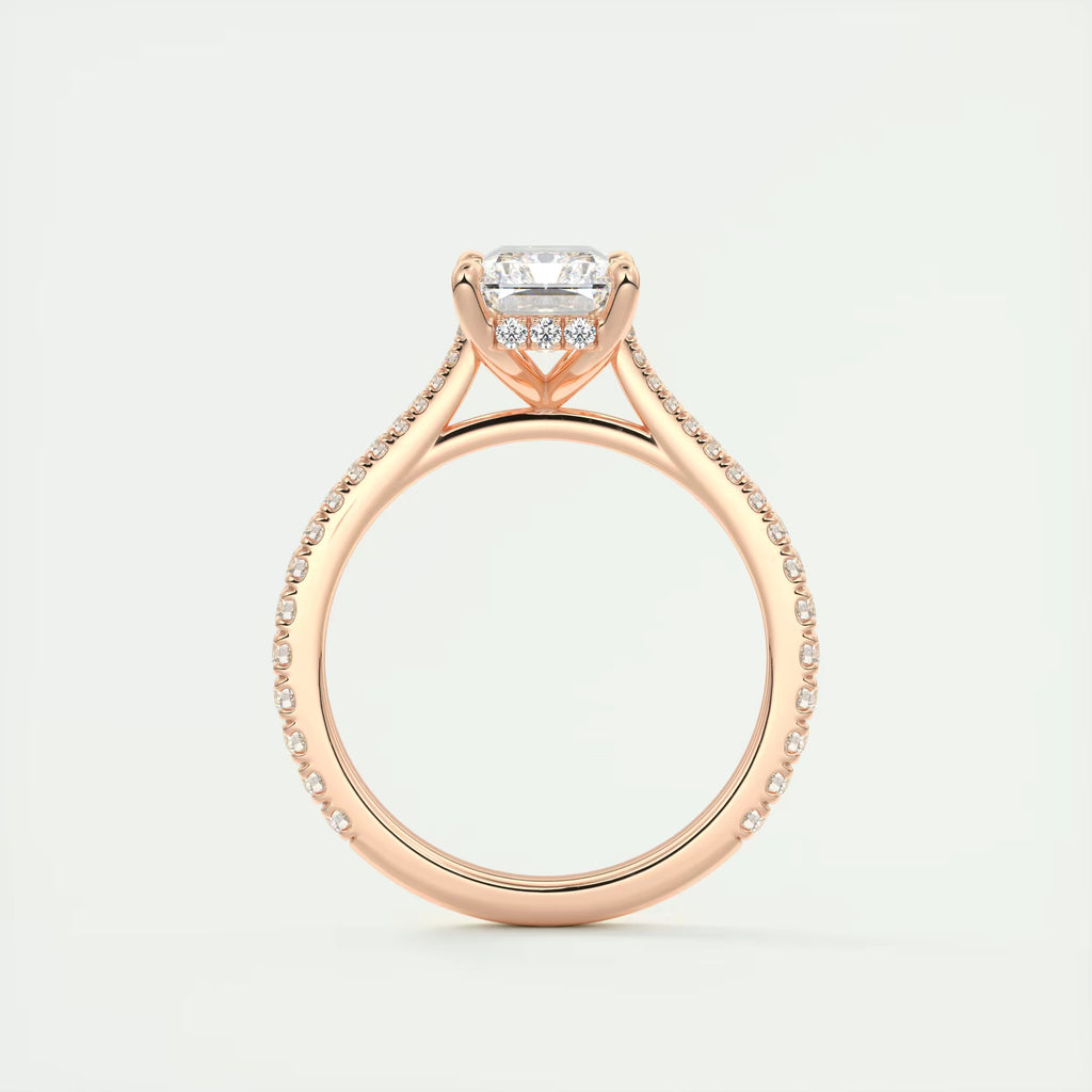 2.50 Ct The Cathedral Deluxe Center Stone Radiant Hidden Halo Engagement Ring