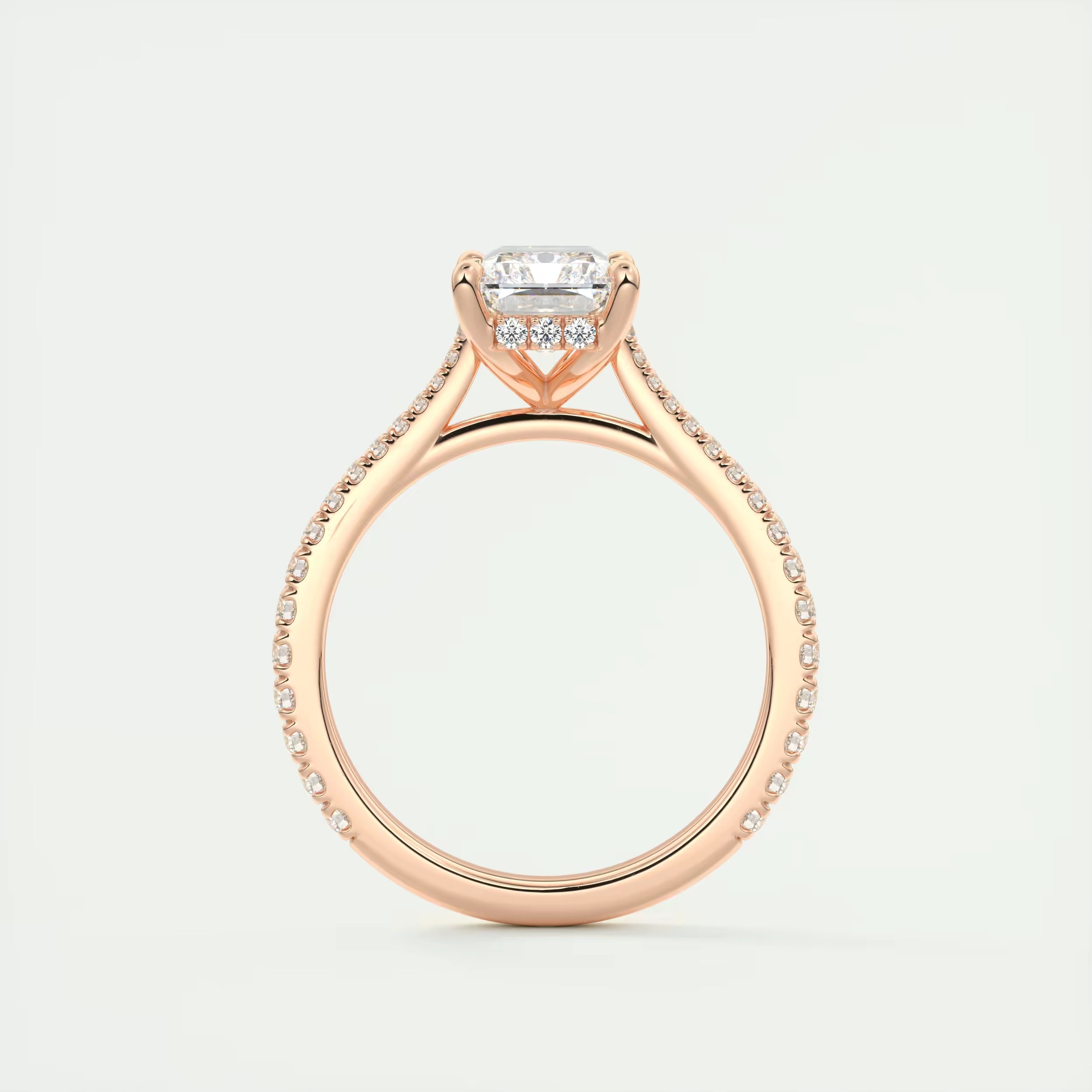 2.50 Ct The Cathedral Deluxe Center Stone Radiant Hidden Halo Engagement Ring