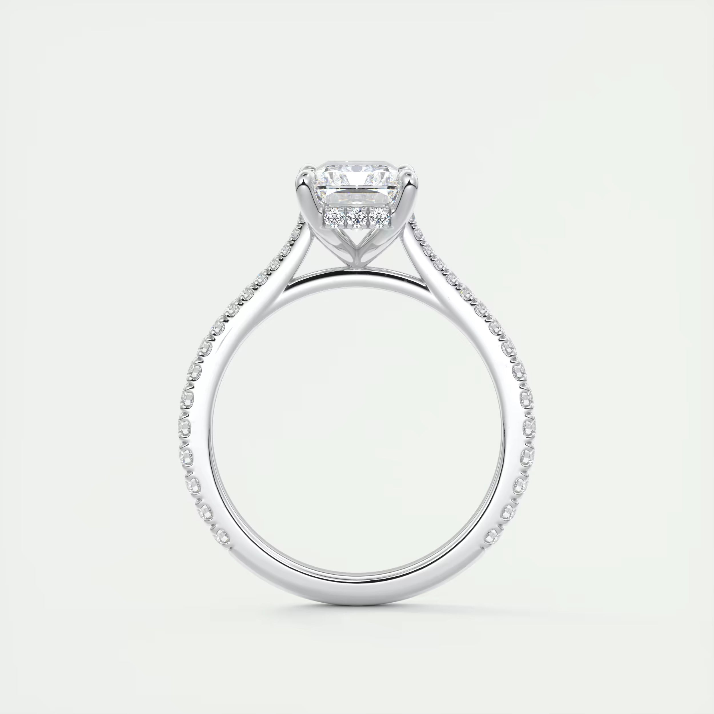 2.50 Ct The Cathedral Deluxe Center Stone Radiant Hidden Halo Engagement Ring