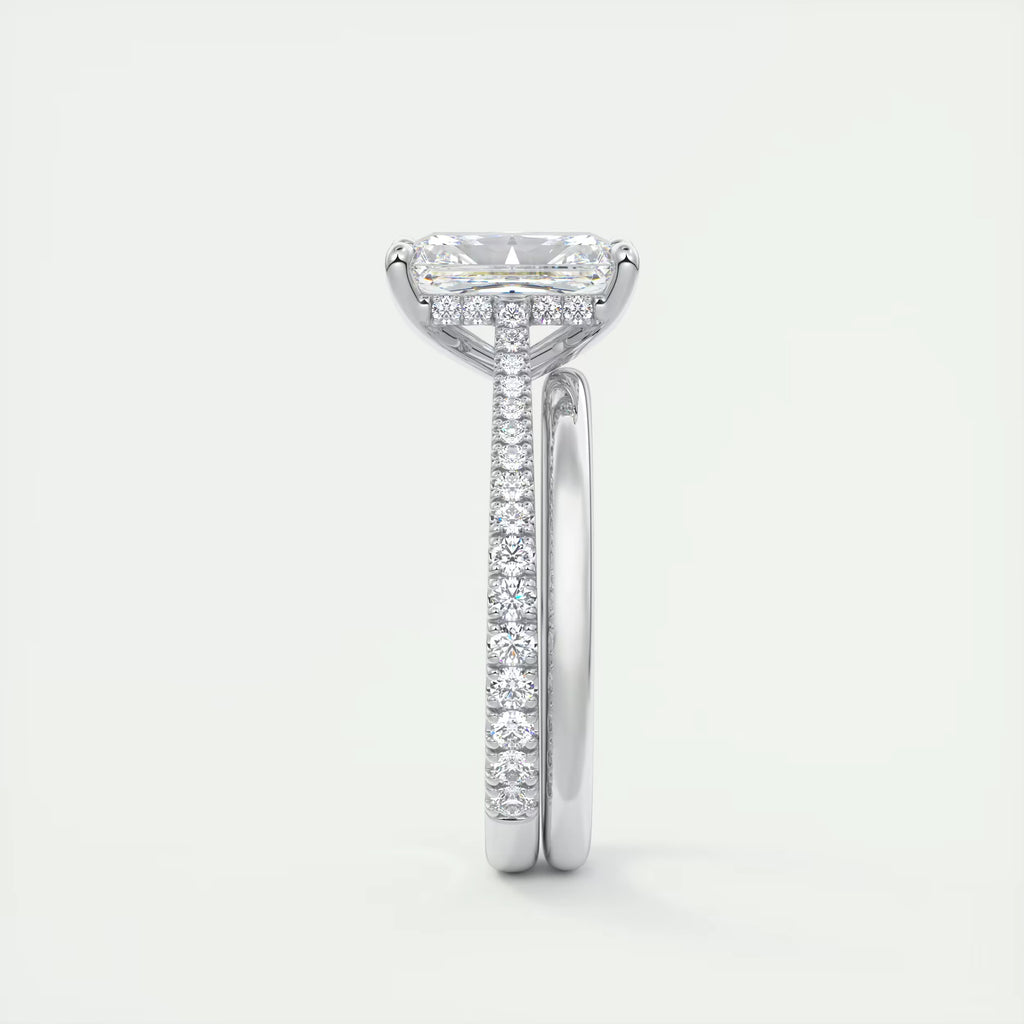 2.50 Ct The Cathedral Deluxe Center Stone Radiant Hidden Halo Engagement Ring