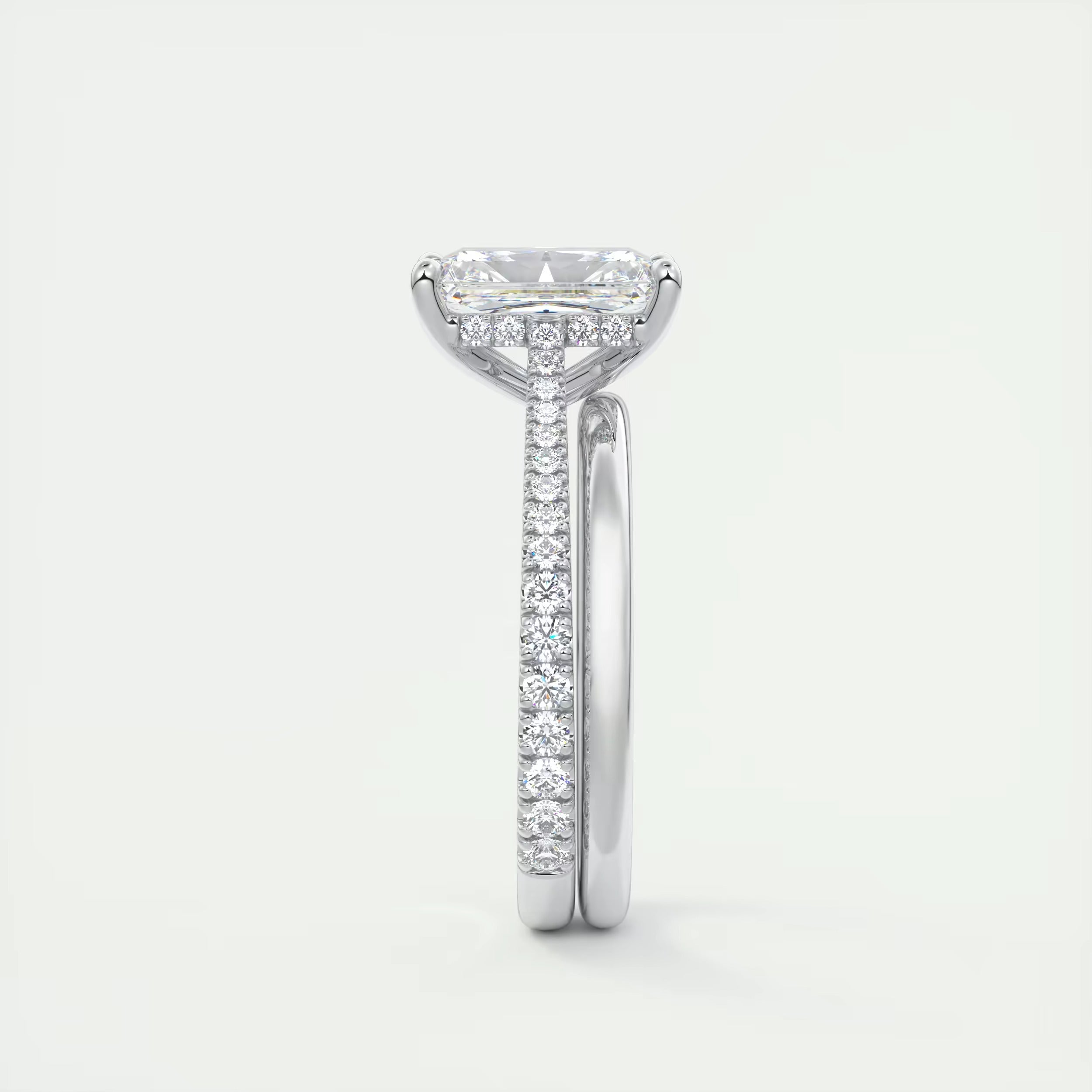 2.50 Ct The Cathedral Deluxe Center Stone Radiant Hidden Halo Engagement Ring