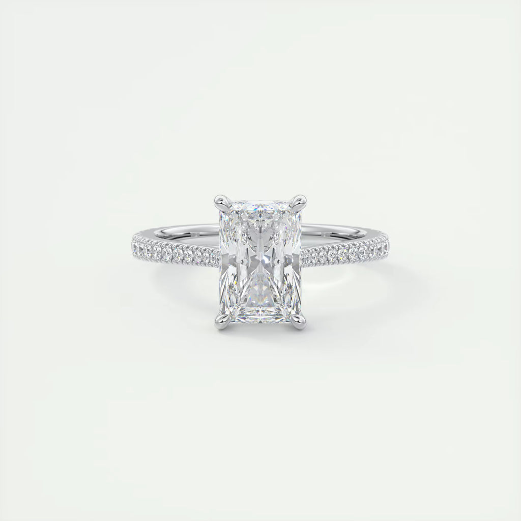 2.50 Ct The Cathedral Deluxe Center Stone Radiant Hidden Halo Engagement Ring