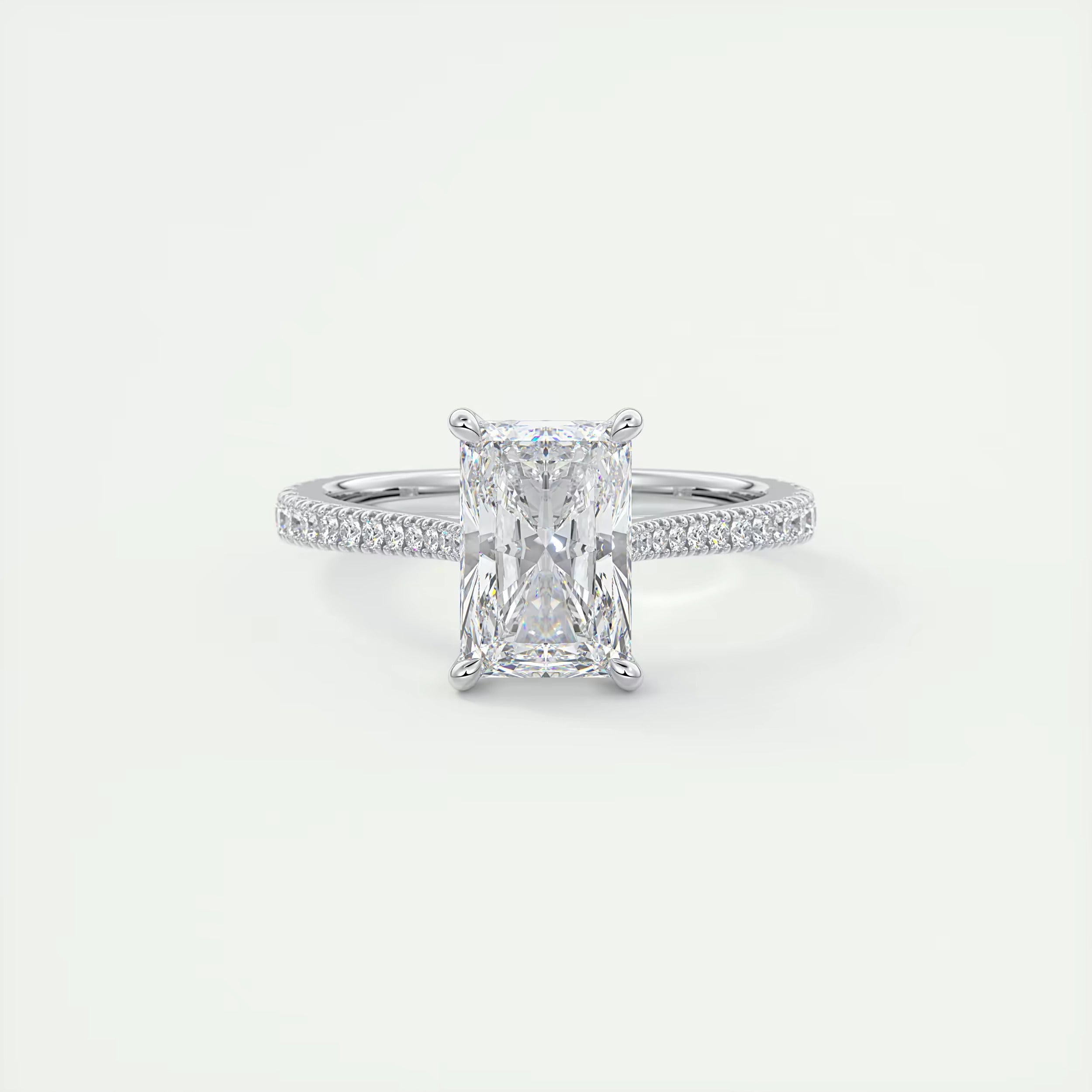 2.50 Ct The Cathedral Deluxe Center Stone Radiant Hidden Halo Engagement Ring