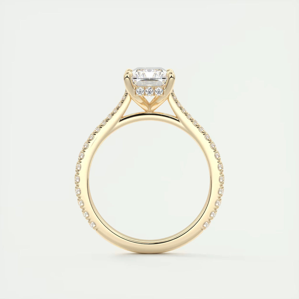 2.50 Ct The Cathedral Deluxe Center Stone Radiant Hidden Halo Engagement Ring