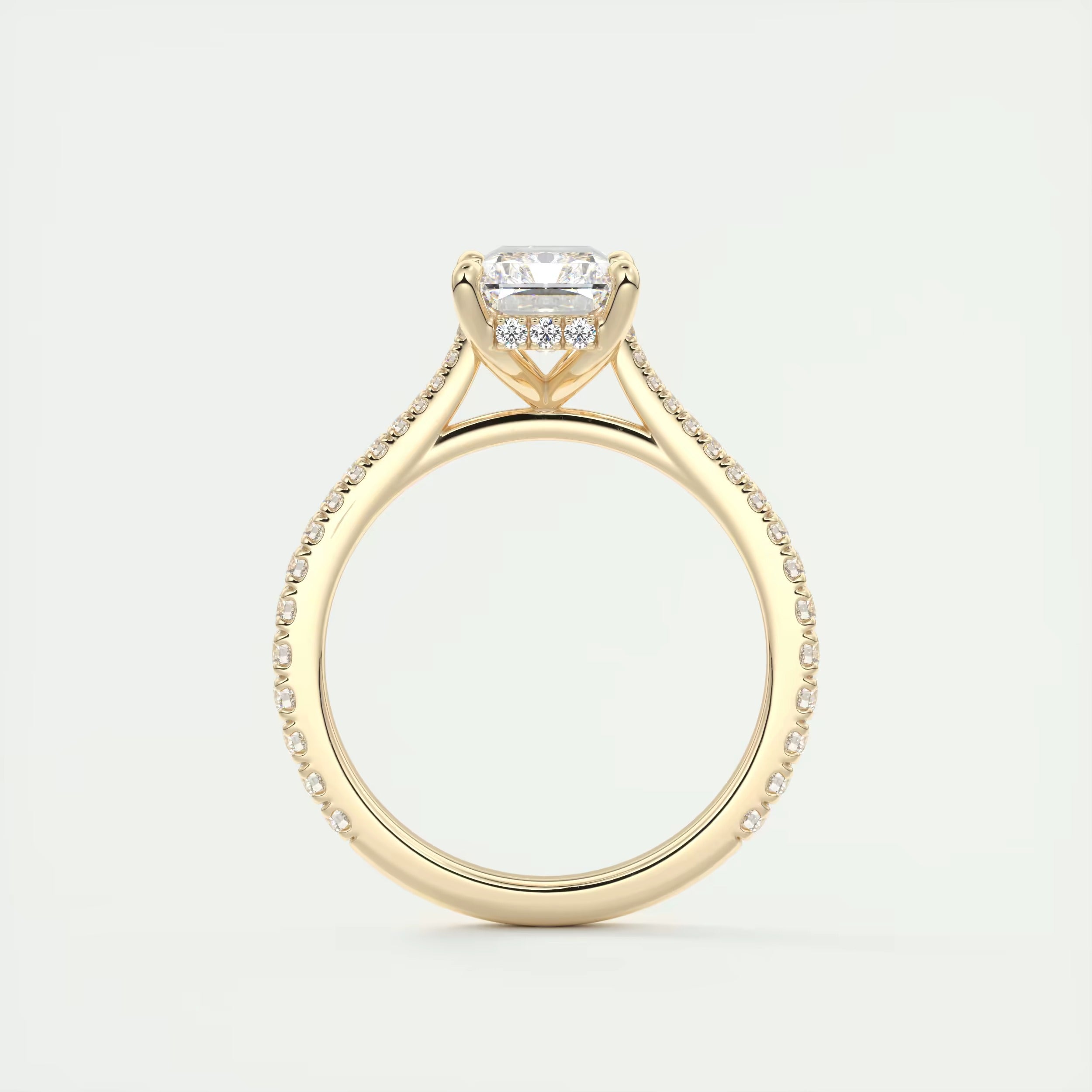 2.50 Ct The Cathedral Deluxe Center Stone Radiant Hidden Halo Engagement Ring