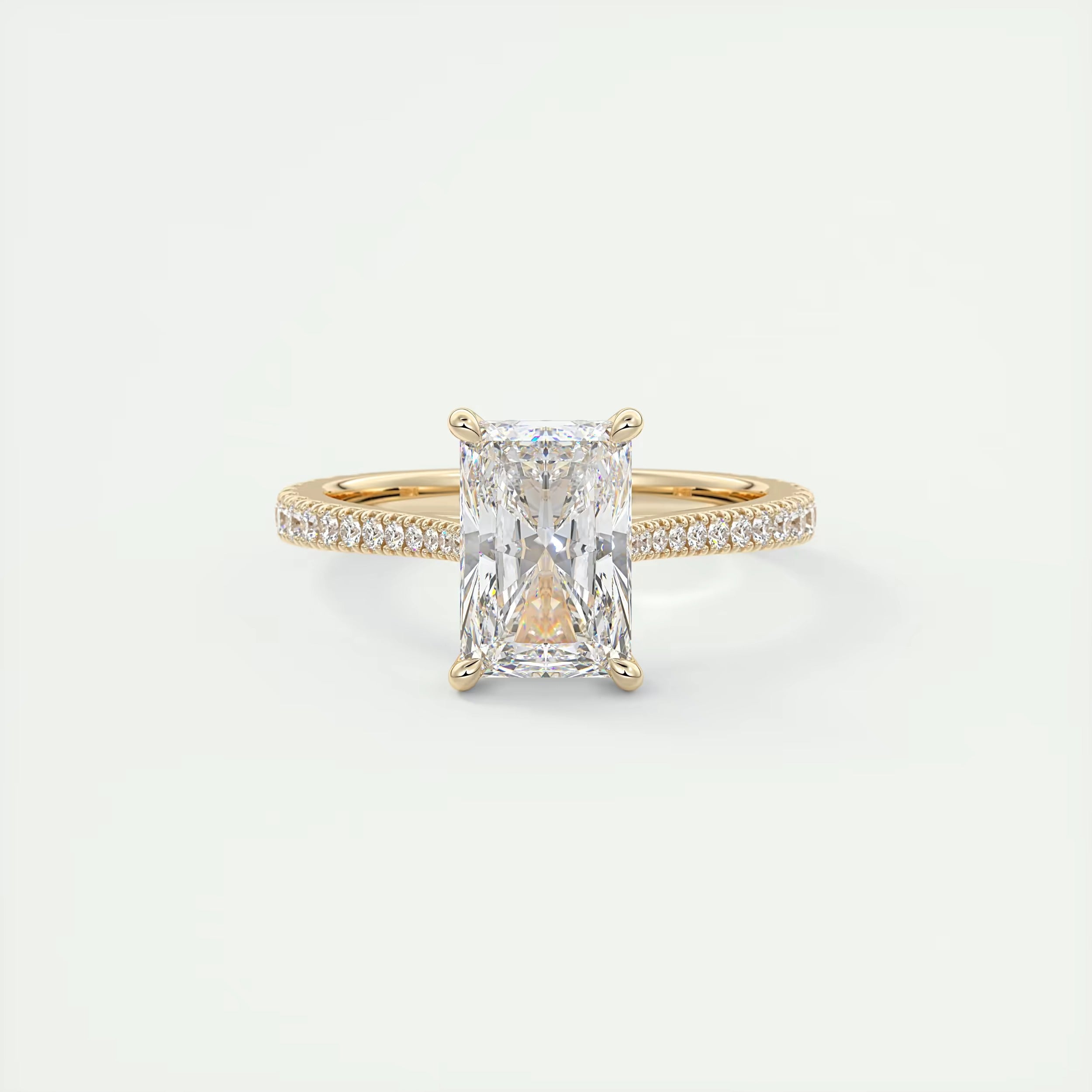 2.50 Ct The Cathedral Deluxe Center Stone Radiant Hidden Halo Engagement Ring