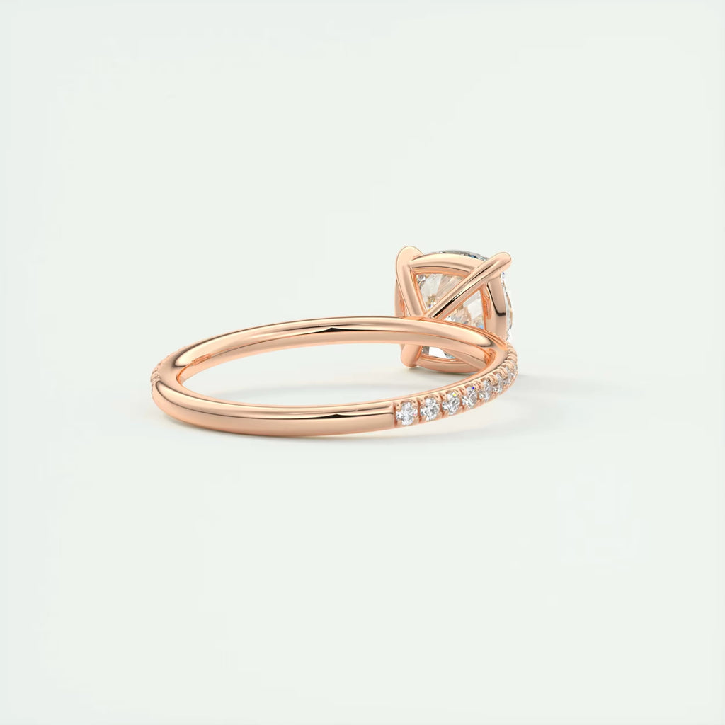 2.25 Ct Harper Pavé Center Stone Cushion with 1.5mm French Set Pavé Ring