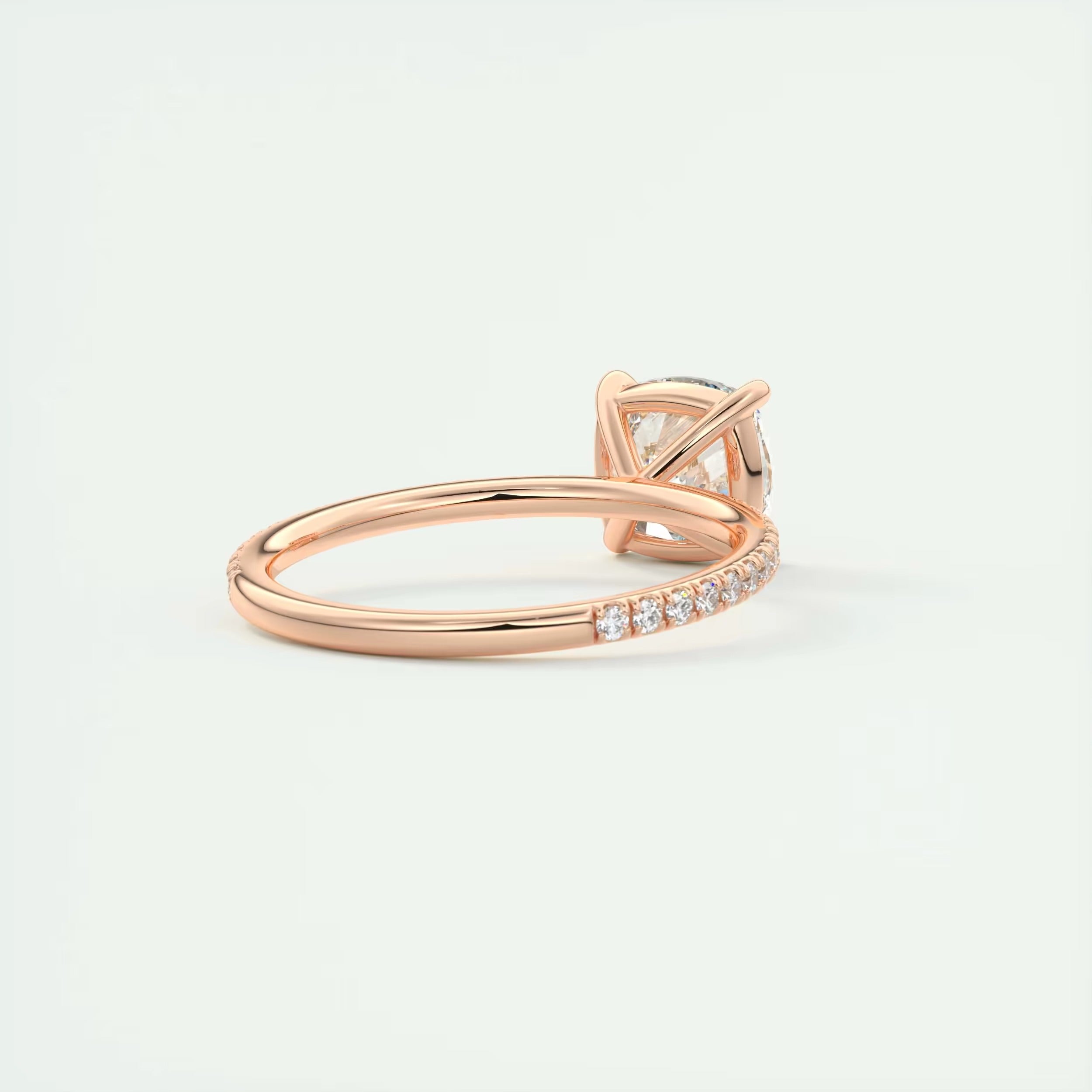 2.25 Ct Harper Pavé Center Stone Cushion with 1.5mm French Set Pavé Ring