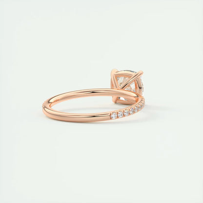 2.25 Ct Harper Pavé Cushion Center with 1.5mm French Set Pavé Ring