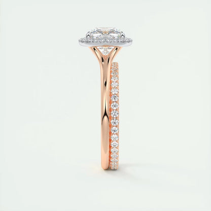 2.10 CtThe Breezy Halo Cushion Center with French Set Halo Ring