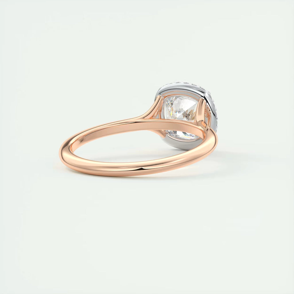 2.10 Ct The Breezy Halo Center Stone Cushion with French Set Halo Ring