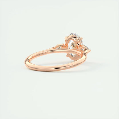 2.50 Ct Breezy Pears Oval Solitaire Side Stone Rings