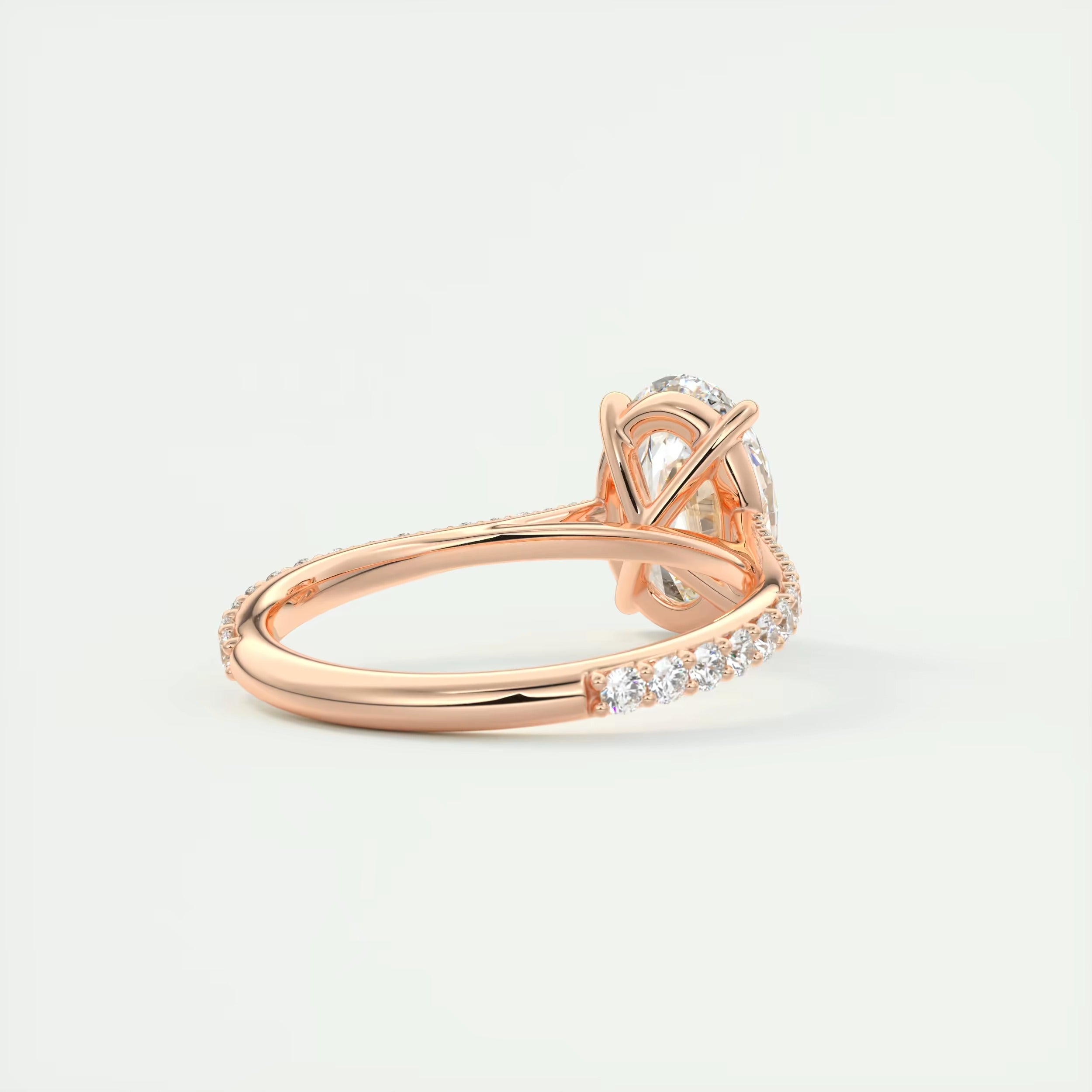 2.30 Ct The Cathedral Pavé Oval Solitaire Cathedral Pavé Setting Ring