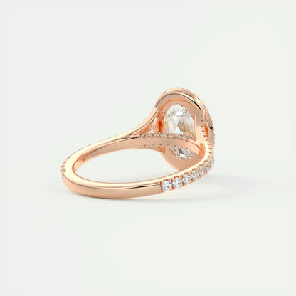 2.60 Ct The French Halo Oval Cut Diamond with Miniature Prongs Ring