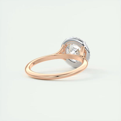 2.15 Ct The Breezy Halo Round Center with French Set Halo Ring