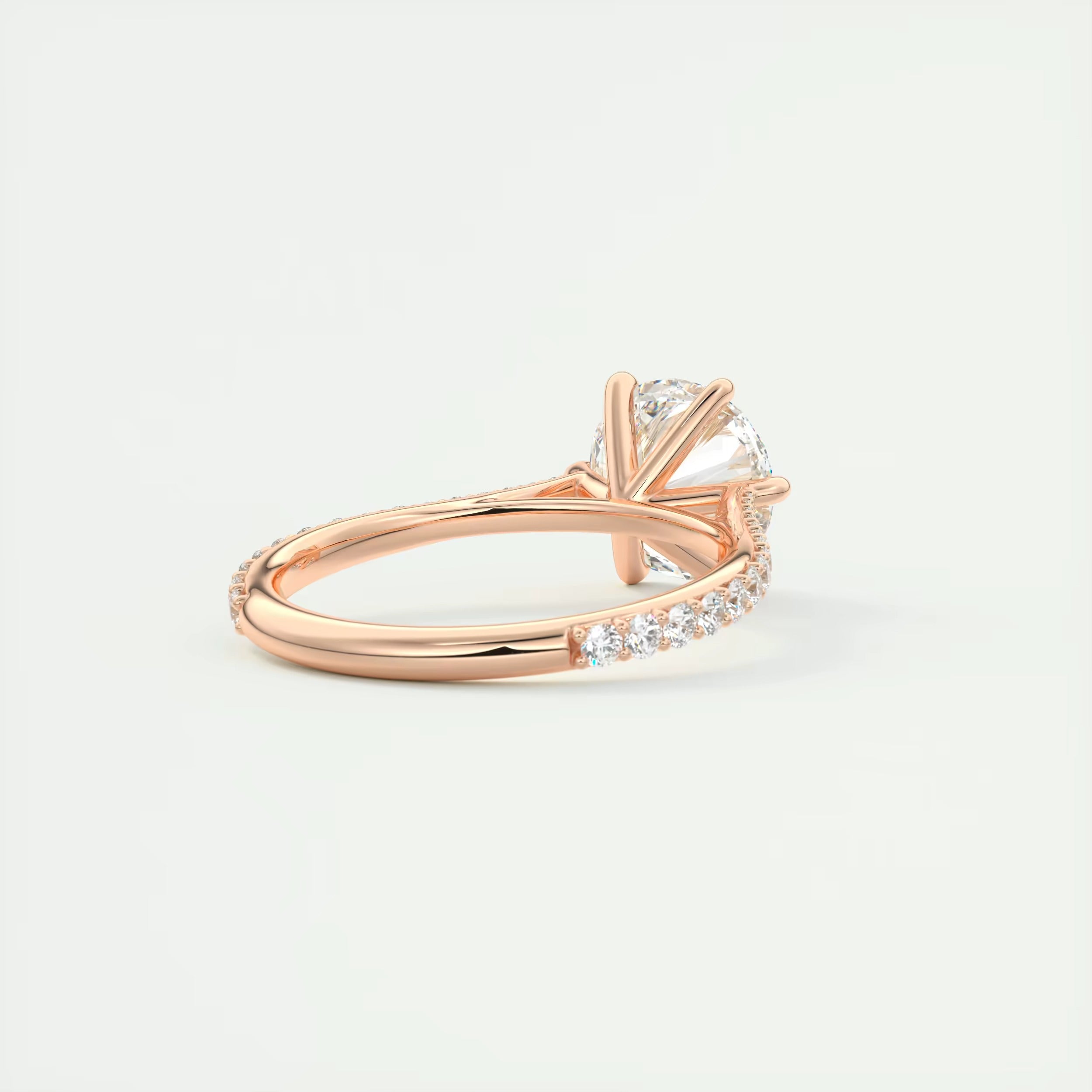 2.30 Ct The Six Point Cathedral Pavé Round Solitaire Rings