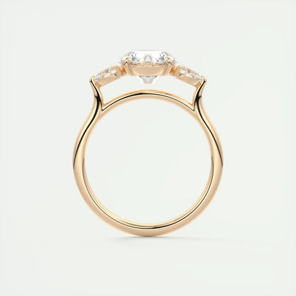 6-7 GM Round Solitaire Ring Side Stone Three Stone Diamond Engagement Rings