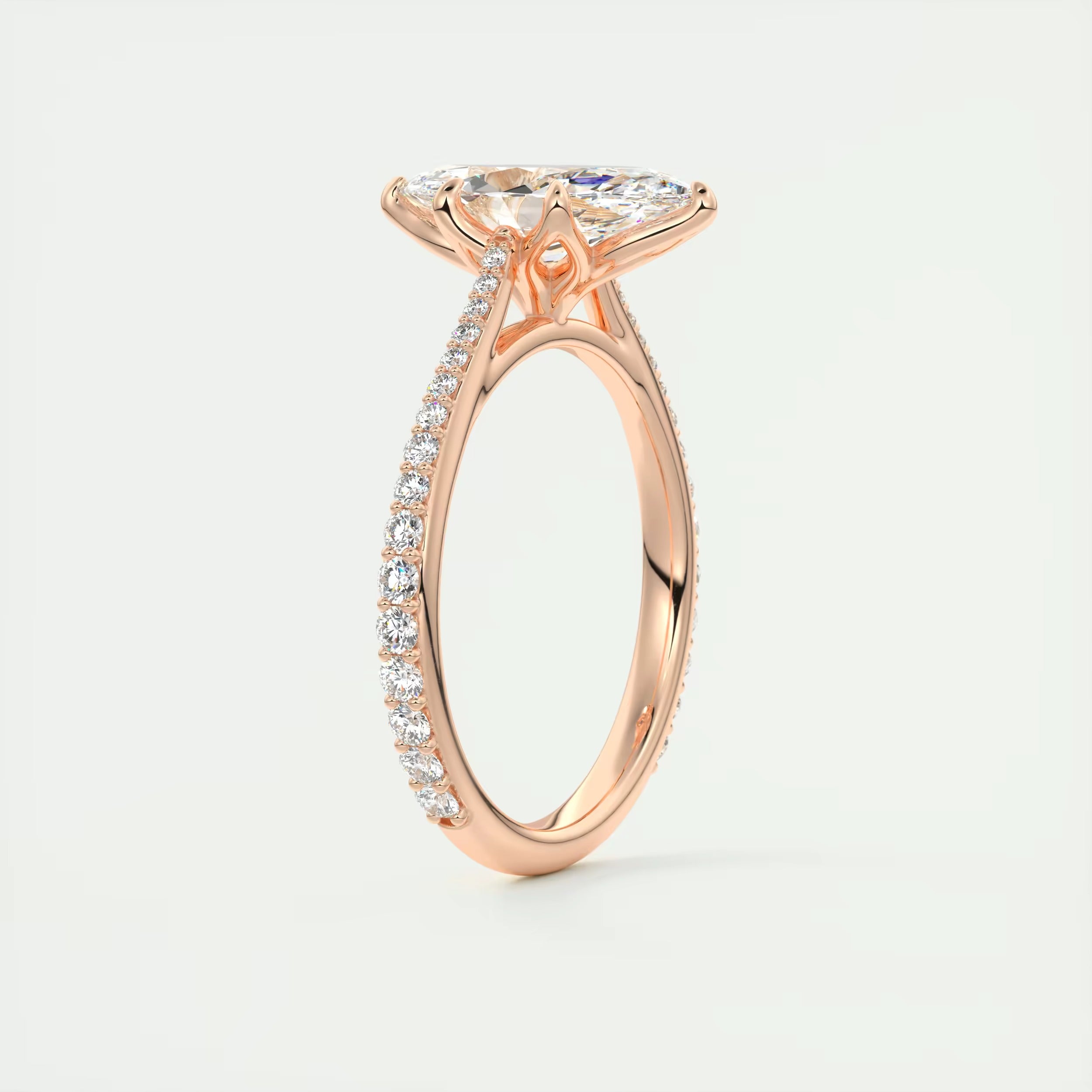 1.85 Ct Cathedral Royale Pavé Marquise Floral Flush Stacking Pave Cathedral six prong Ring