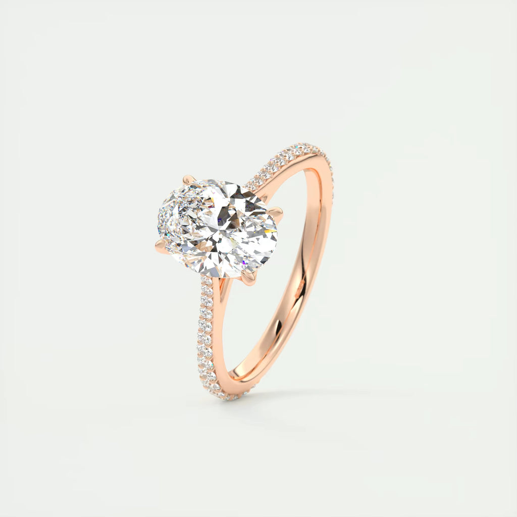 1.85 Ct Cathedral Royale Pavé Center Stone Oval Floral Solitaire Ring