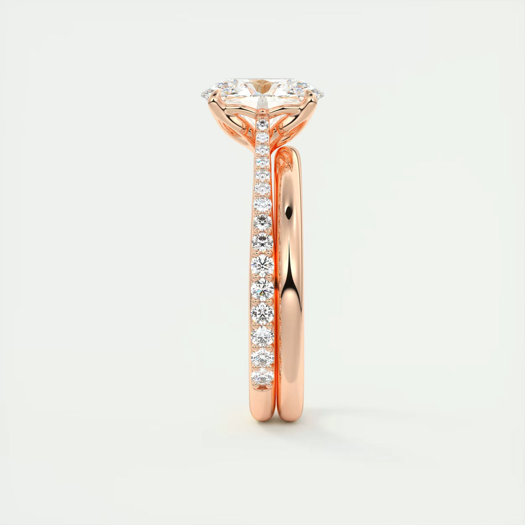 1.85 Ct Cathedral Royale Pavé Center Stone Oval Floral Solitaire Ring