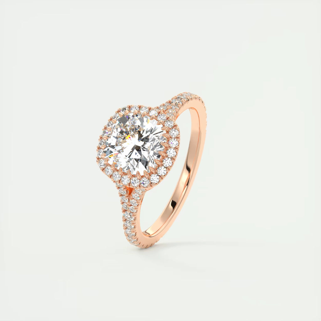 2.50 Ct The French Halo Cushion Cut Diamond with Miniature Prongs  french pavé Ring