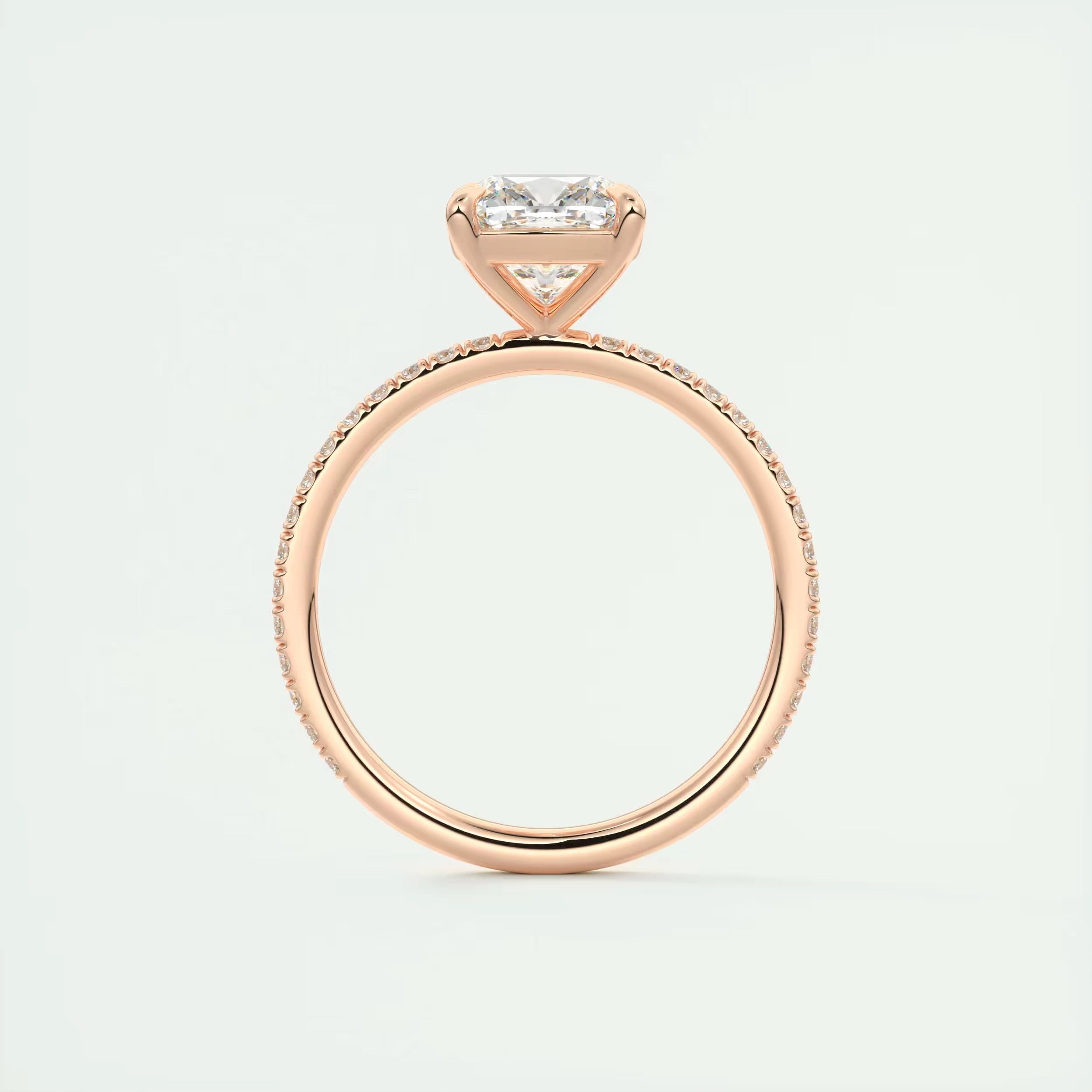 2.25 Ct Harper Pavé Center Stone Cushion with 1.5mm French Set Pavé Ring