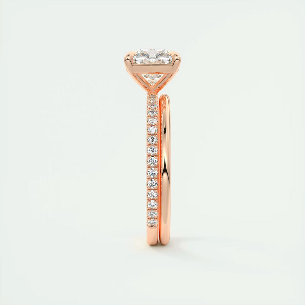 2.25 Ct Harper Pavé Center Stone Cushion with 1.5mm French Set Pavé Ring