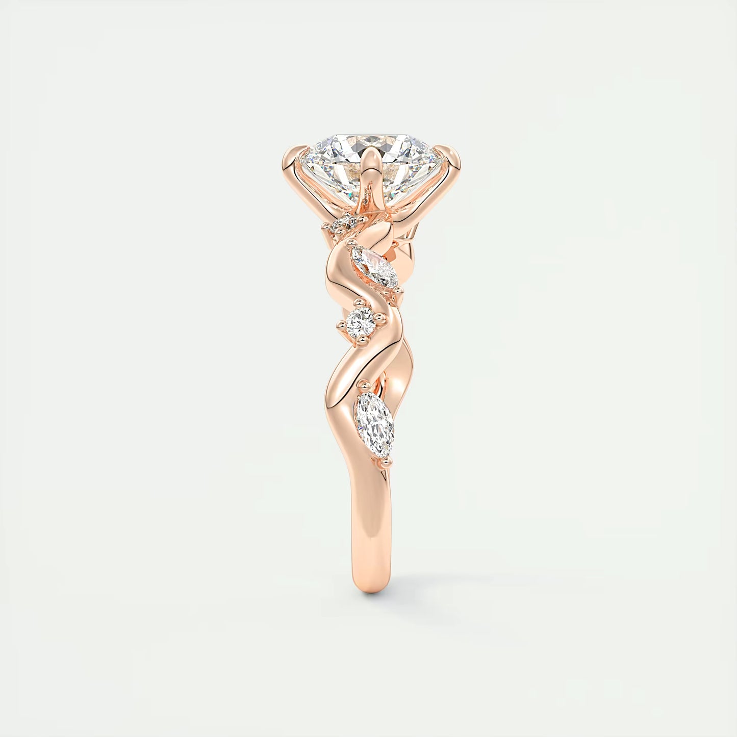 2.00 Ct Round Solitaire Forever One Floral Engagement Ring