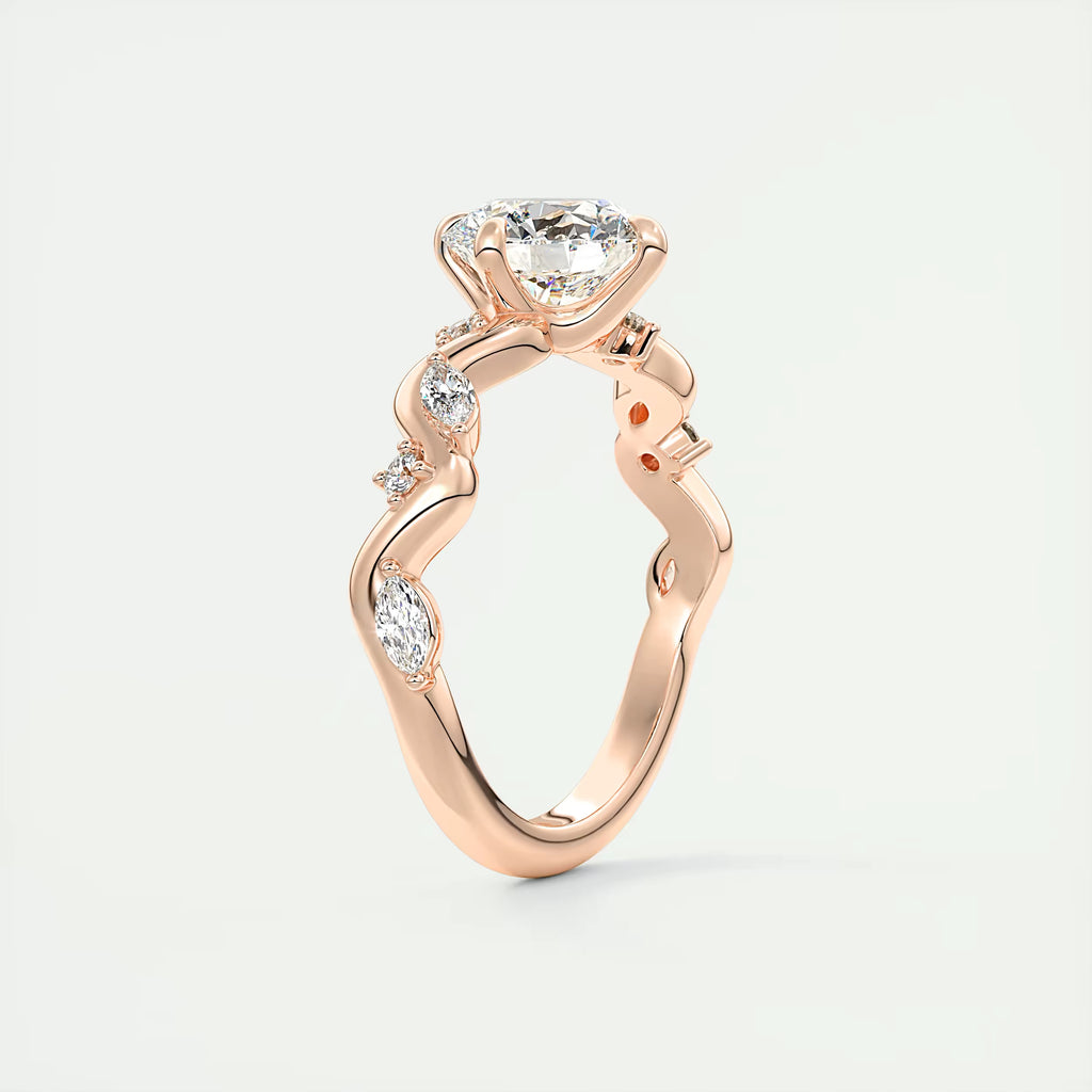 2.00 Ct Round Solitaire Forever One Floral Engagement Ring
