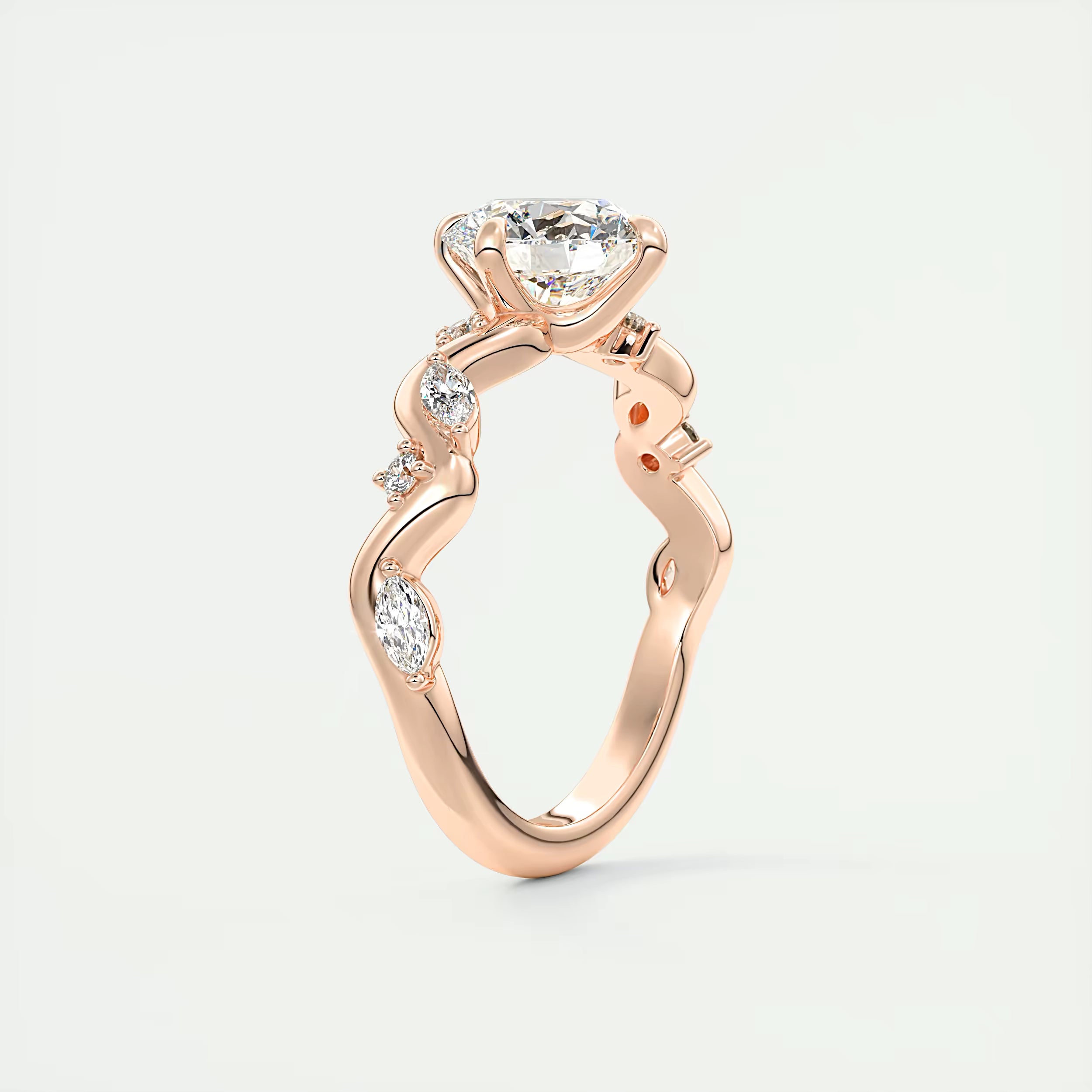 2.00 Ct Round Solitaire Forever One Floral Engagement Ring