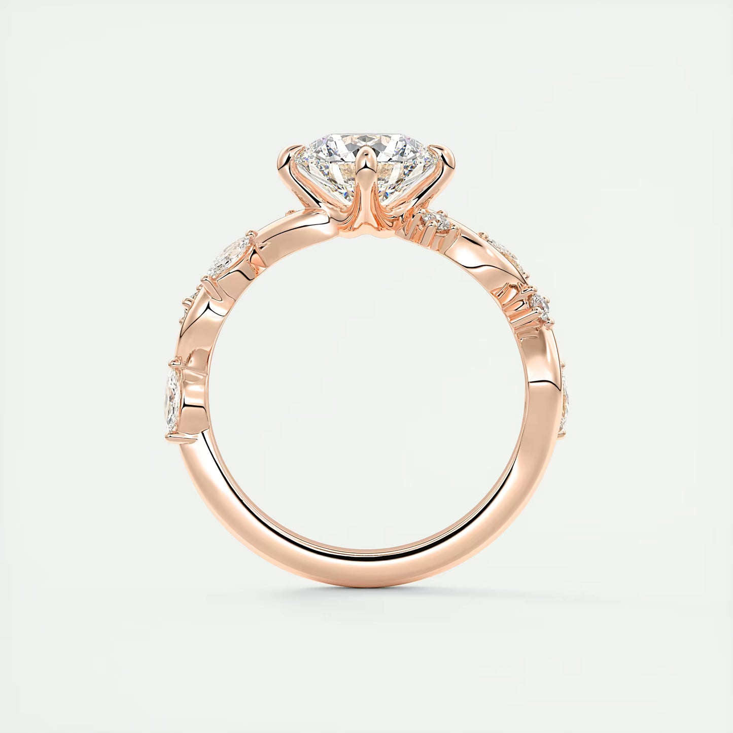 2.00 Ct Round Solitaire Forever One Floral Engagement Ring