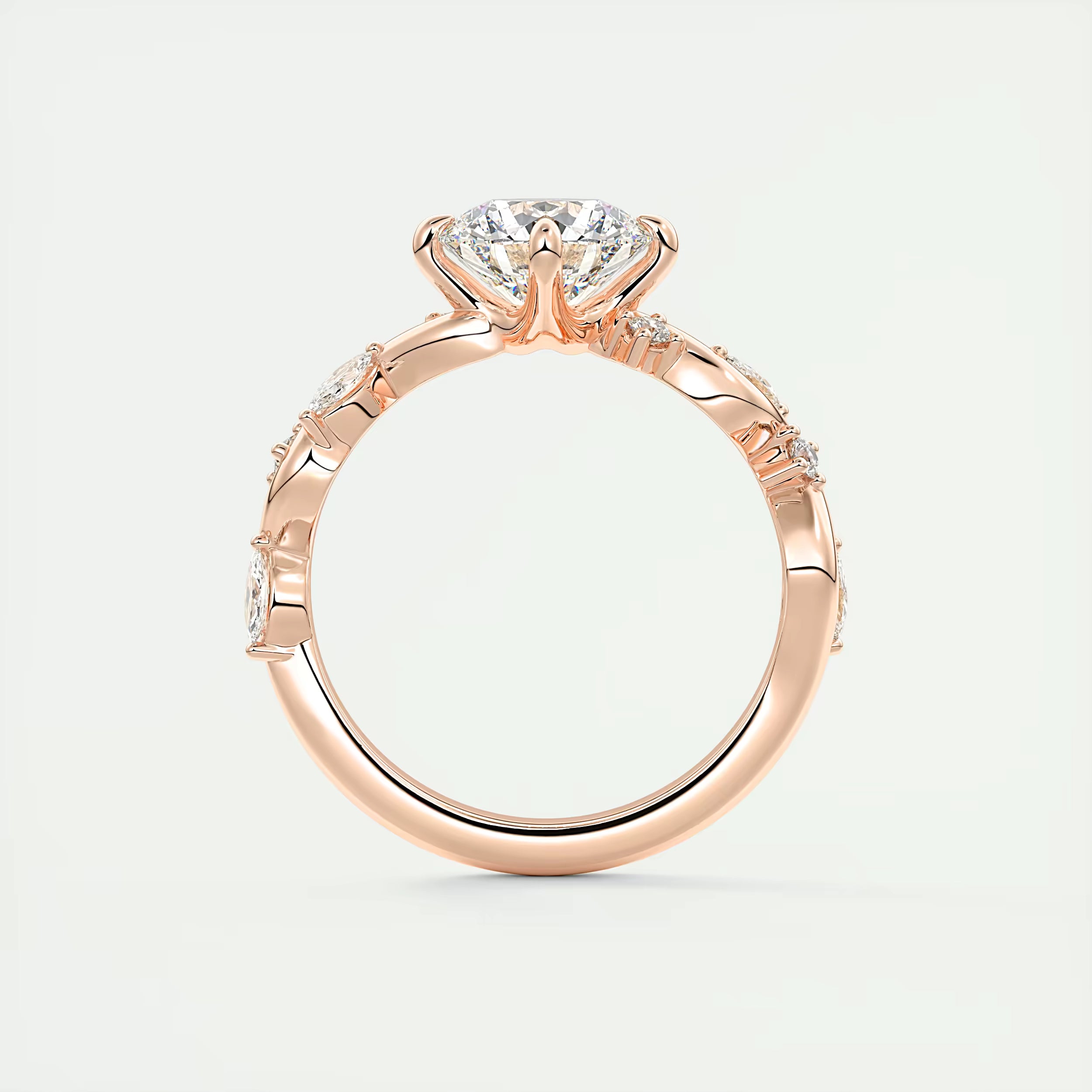 2.00 Ct Round Solitaire Forever One Floral Engagement Ring