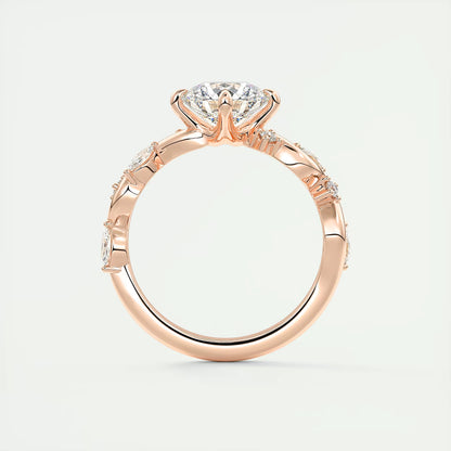 2.00 Ct Round Solitaire Forever One Floral Engagement Ring