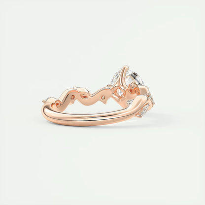 2.00 Ct Round Solitaire Forever One Floral Engagement Ring