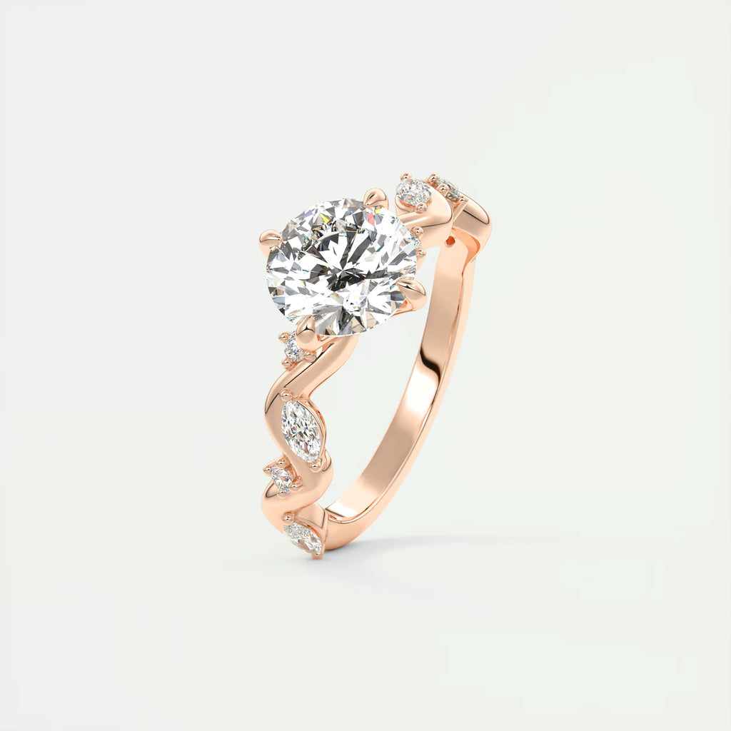 2.00 Ct Round Solitaire Forever One Floral Engagement Ring
