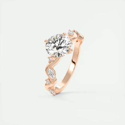 2.00 Ct Round Solitaire Forever One Floral Engagement Ring