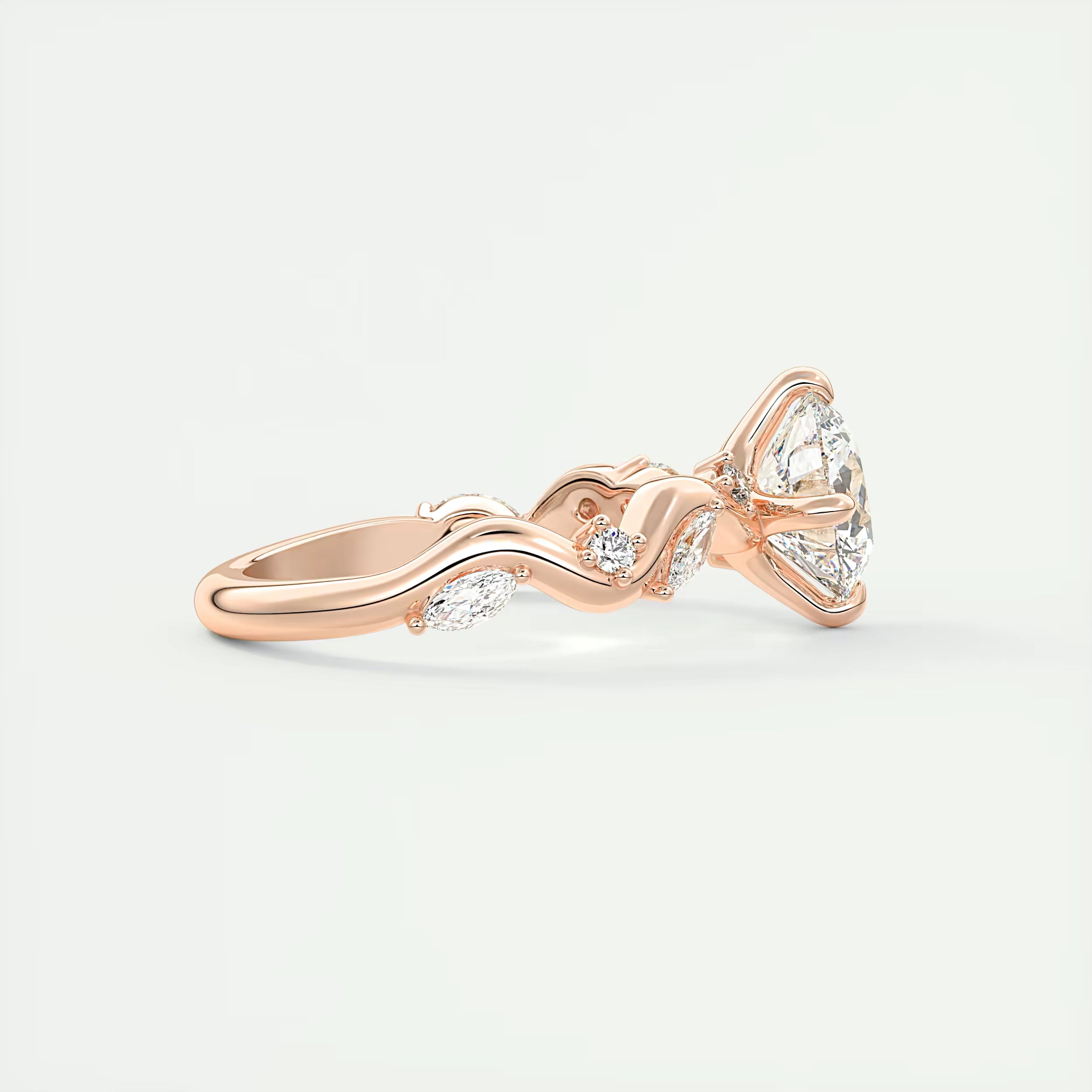 2.00 Ct Round Solitaire Forever One Floral Engagement Ring