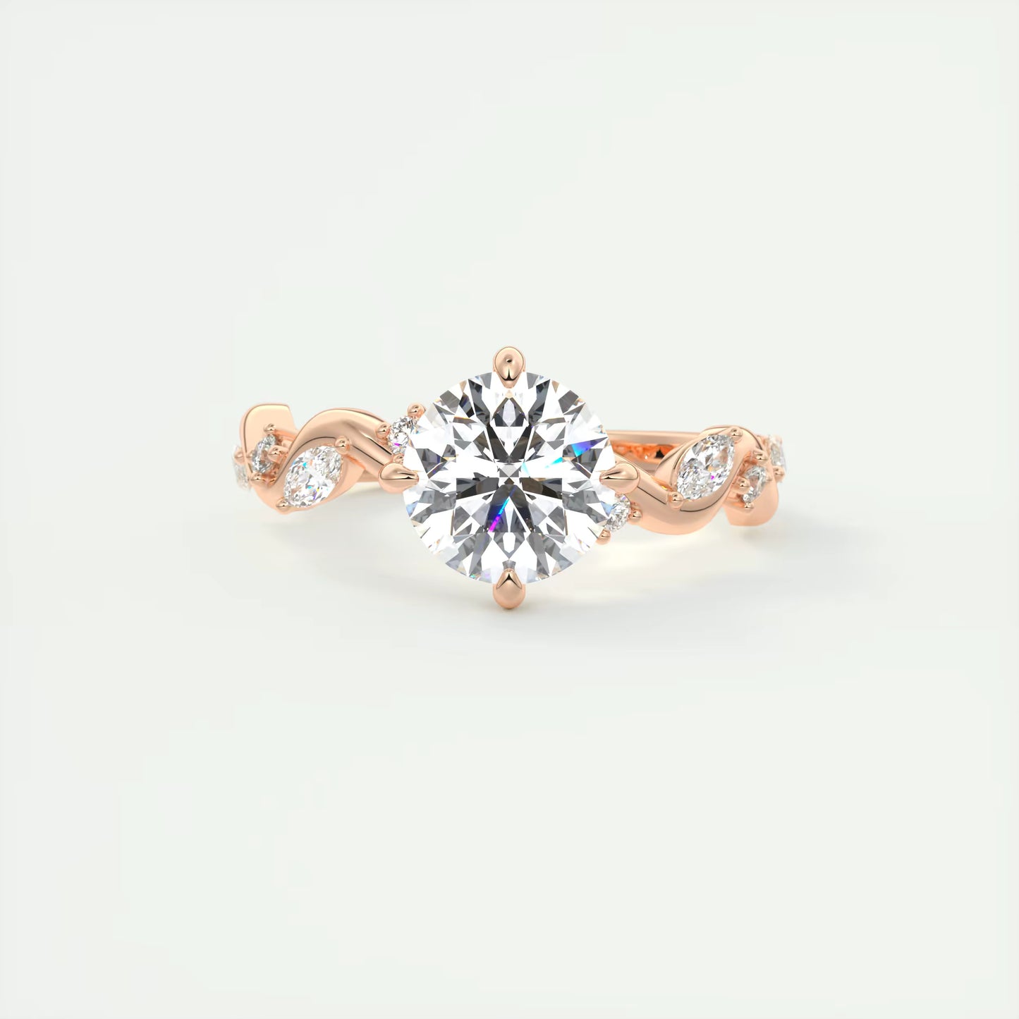2.00 Ct Round Solitaire Forever One Floral Engagement Ring