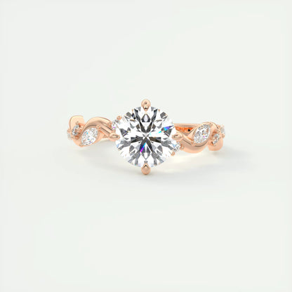 2.00 Ct Round Solitaire Forever One Floral Engagement Ring