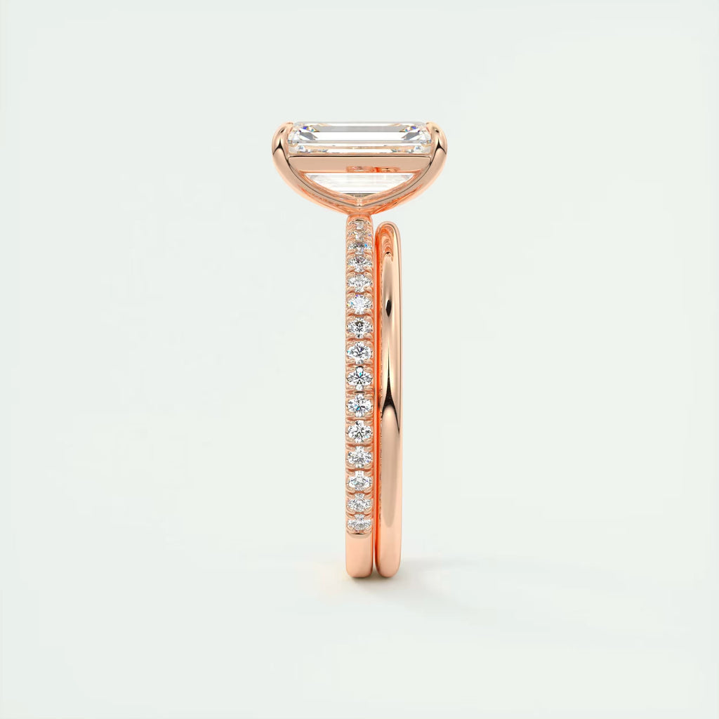 2.25 Ct Harper Pavé Center Stone Emerald with 1.5mm French Set Pavé Ring